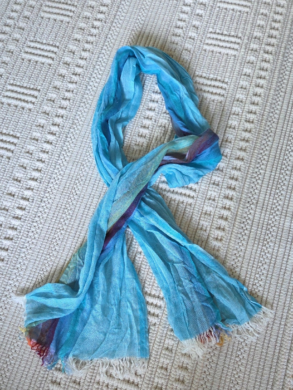 Light Blue & Multi Color Women's Scarf with Multicolor Accent